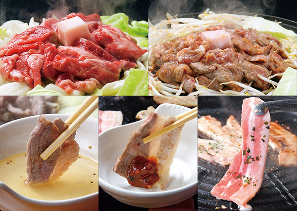 《新登場！》5種の焼肉食べ放題 100分・ 4,389円（税込）<br>いろいろなお肉や、もやしナムル・枝豆も食べ放題！